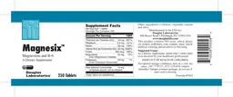 Label for Magnesix Magnesium and B-6