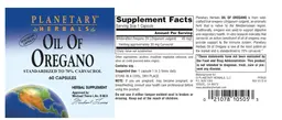 Label for Oil Of Oregano