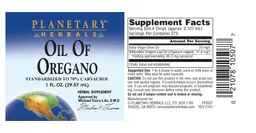Label for Oil Of Oregano