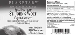 Label for St. John's Wort Liquid Extract
