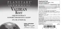 Label for Valerian Root Liquid Extract
