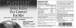 Label for Avena Sativa Oat Complex For Men
