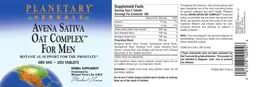 Label for Avena Sativa Oat Complex For Men