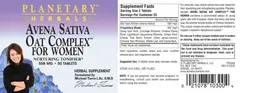 Label for Avena Sativa Oat Complex For Women
