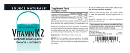 Label for Vitamin K2 100 mcg