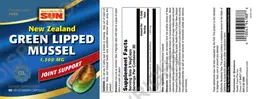 Label for New Zealand Green Lipped Mussel 1,500 mg