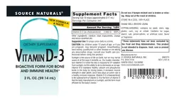 Label for Vitamin D-3