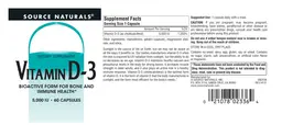 Label for Vitamin D-3 5,000 IU