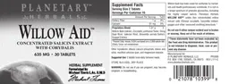 Label for Willow Aid