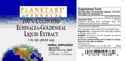 Label for Echinacea-Goldenseal Liquid Extract