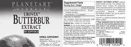 Label for Urovex Butterbur Extract