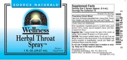 Label for Herbal Throat Spray