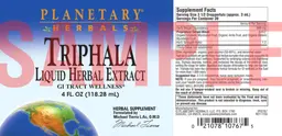 Label for Triphala Liquid Herbal Extract