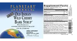 Label for Old Indian Wild Cherry Bark Syrup