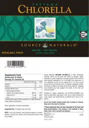 Label for Yaeyama Chlorella 200 mg