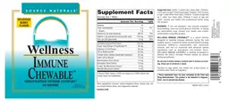 Label for Immune Chewable Delicious Berry Flavor
