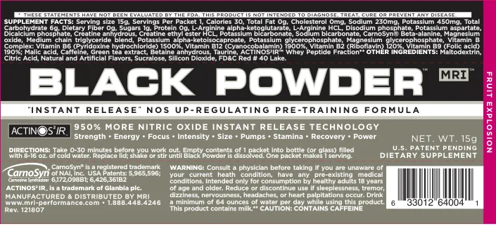 Label for Black Powder Fruit Explosion