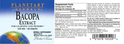 Label for Bacopa Extract