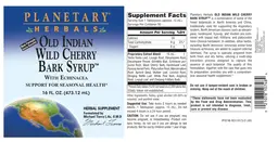 Label for Old Indian Wild Cherry Bark Syrup