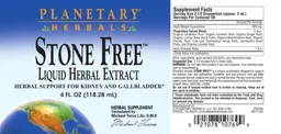 Label for Stone Free Liquid Herbal Extract