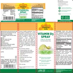 Label for Vitamin D3 Spray 2,000 IU Key Lime Flavor