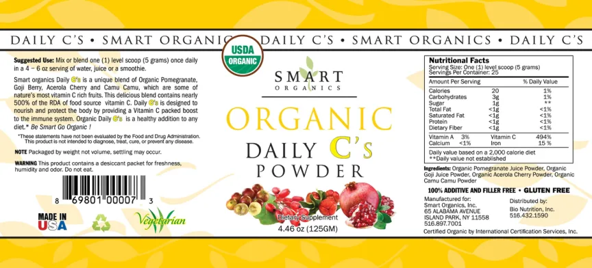 Label for Organic Daily C's Powder