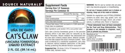 Label for Cat's Claw