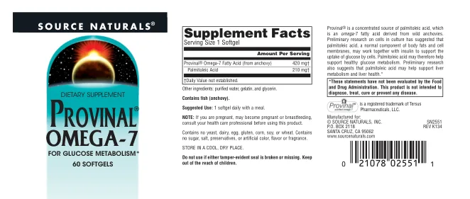 Label for Provinal Omega-7