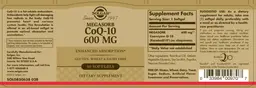 Label for Megasorb CoQ-10 600 mg