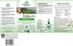 Label for Tulsi Green Tea