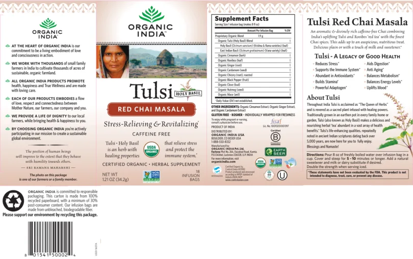 Label for Tulsi Red Chai Masala