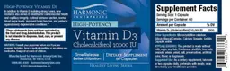 Label for Vitamin D3