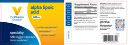 Label for Alpha Lipoic Acid 600 mg