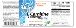 Label for L-Carnitine Fumarate With Biosint Carnitines 855 mg