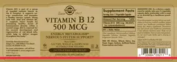 Label for Vitamin B12 500 mcg