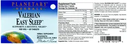 Label for Valerian Easy Sleep