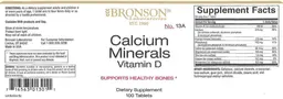 Label for Calcium Minerals Vitamin D