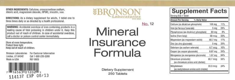 Label for Mineral Insurance Formula