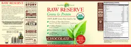 Label for Raw Reserve Greens & Protein Chocolate
