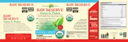 Label for Raw Reserve Greens & Protein Vanilla Spice