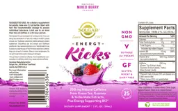 Label for Energy Kicks Natural Mixed Berry Flavor