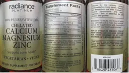Label for Chelated Calcium Magnesium Zinc