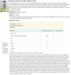 Label for DHEA 25 mg