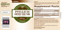 Label for Psyllium Seed Husk 500 mg