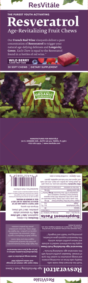 Label for Resveratrol Age-Revitalizing Fruit Chews Wild Berry