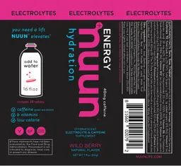 Label for Electrolytes Energy Wild Berry