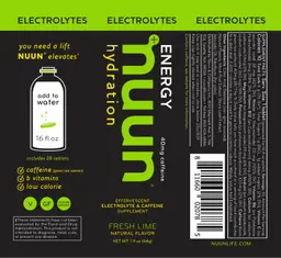 Label for Electrolytes Energy Fresh Lime