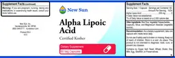 Label for Alpha Lipoic Acid
