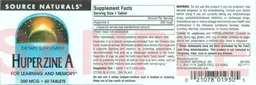 Label for Huperzine A 200 mg