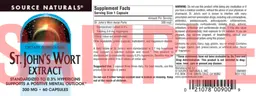 Label for St. John's Wort Extract 300 mg